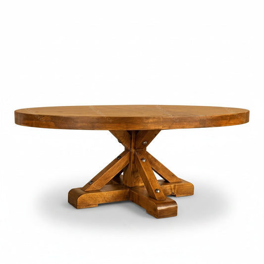 Strand Single Pedestal Solid Wood Dining Table