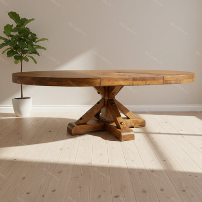 Strand Single Pedestal Solid Wood Dining Table