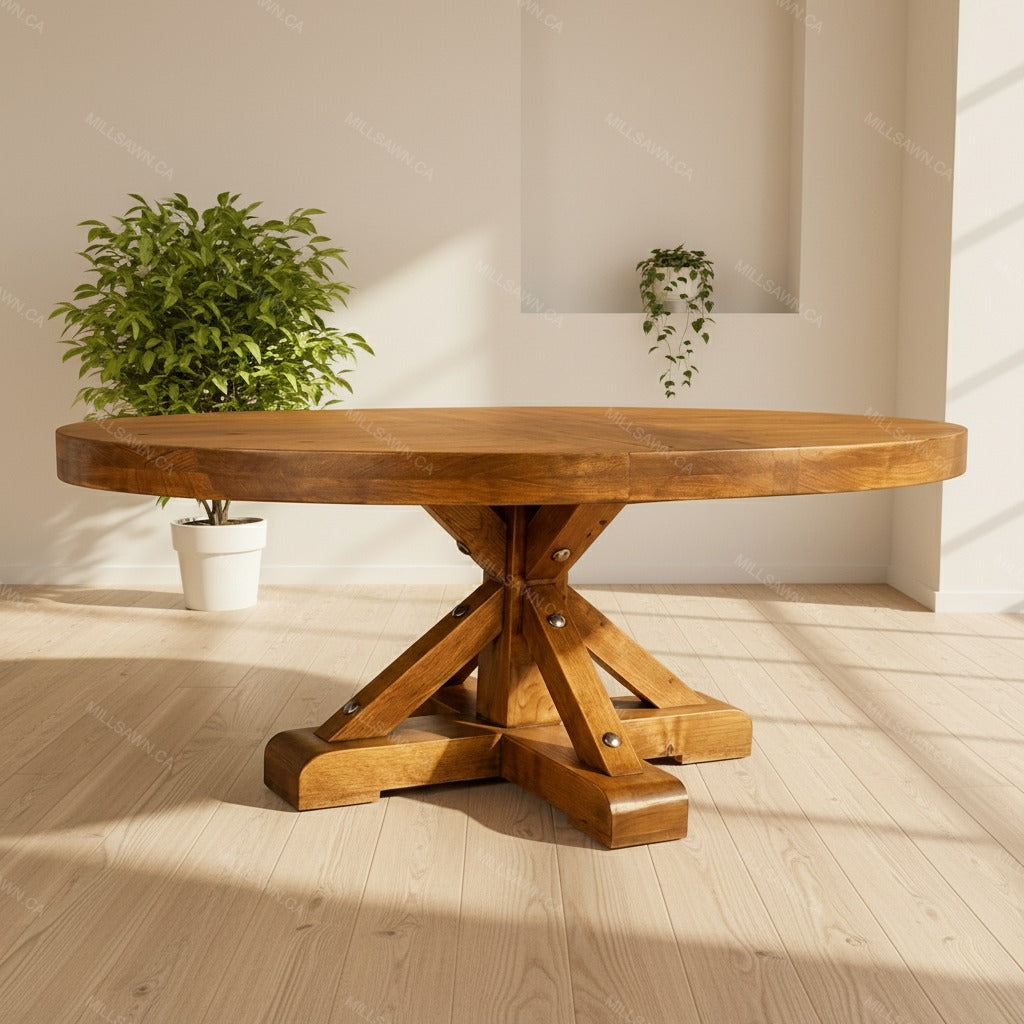 Strand Single Pedestal Solid Wood Dining Table