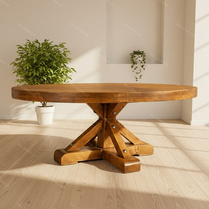 Strand Single Pedestal Solid Wood Dining Table