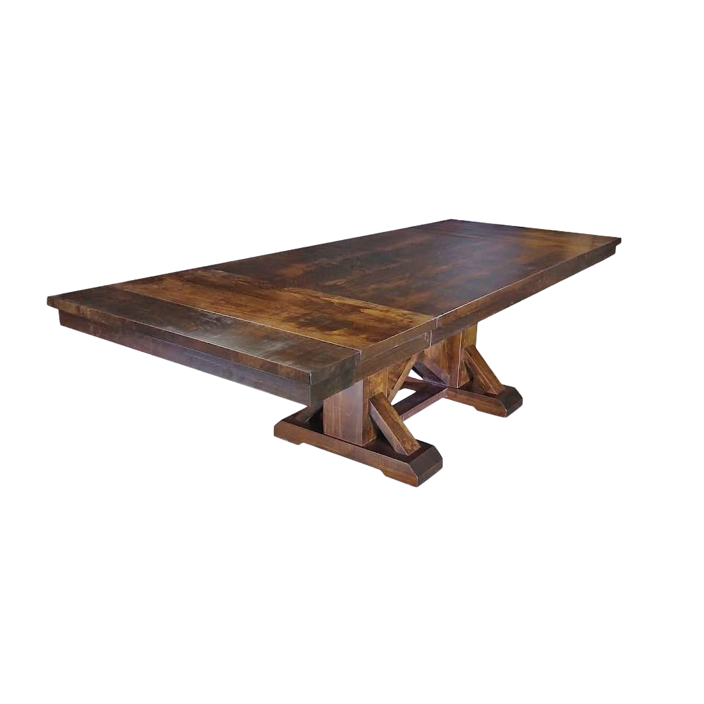 Bonanza Trestle Solid Wood Dining Table + 2-16" End Leaves