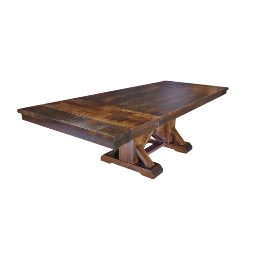 Bonanza Trestle Solid Wood Dining Table + 2-16" End Leaves