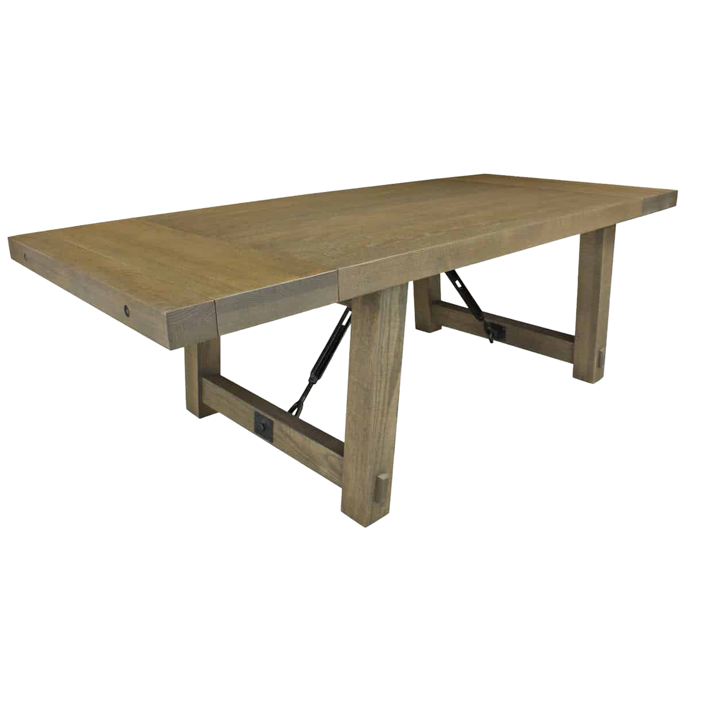 Benchmark Turnbuckle Solid Wood Dining Table + 2-12" End Leaves