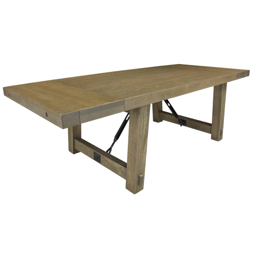 Benchmark Turnbuckle Solid Wood Dining Table + 2-12" End Leaves