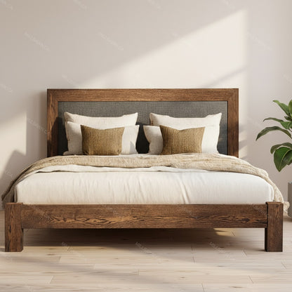 Thornhill Solid Wood Bed With Upholstered Headboard