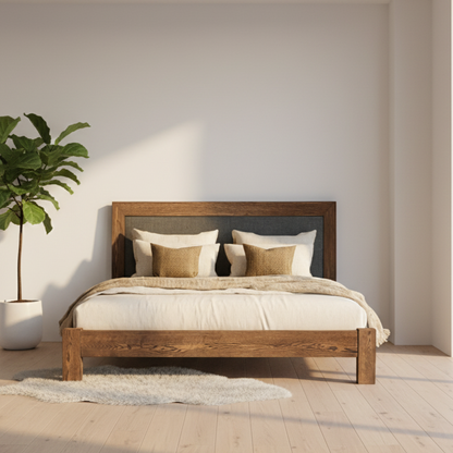 Thornhill Solid Wood Bed With Upholstered Headboard