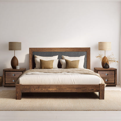 Thornhill Solid Wood Bed With Upholstered Headboard