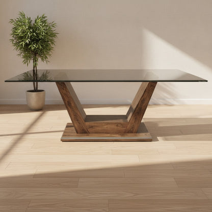 Thornhill Solid Wood Dining Table Glass Top