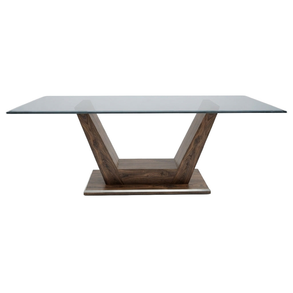 Thornhill Solid Wood Dining Table Glass Top