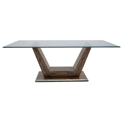 Thornhill Solid Wood Dining Table Glass Top