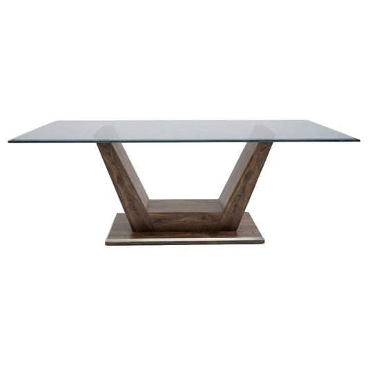Thornhill Solid Wood Dining Table Glass Top