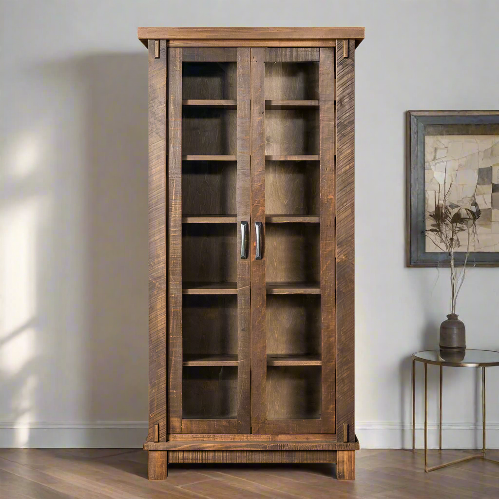 Timber Wall Cabinet With Glass Doors