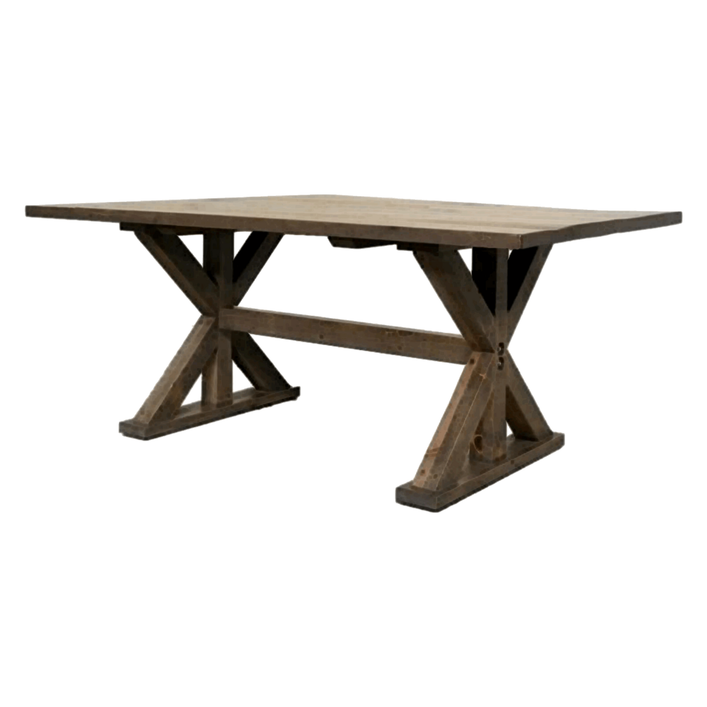 Rustic Truss Solid wood Top With Metal Base Dining Table