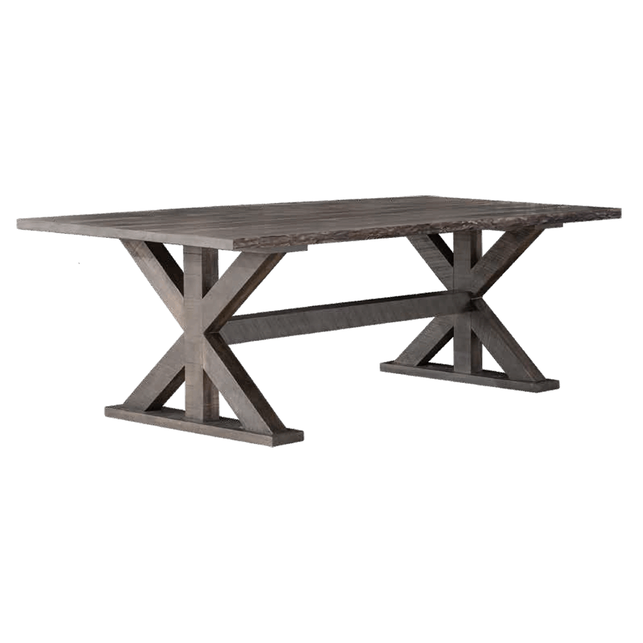 Rustic Truss Solid wood Top With Metal Base Dining Table