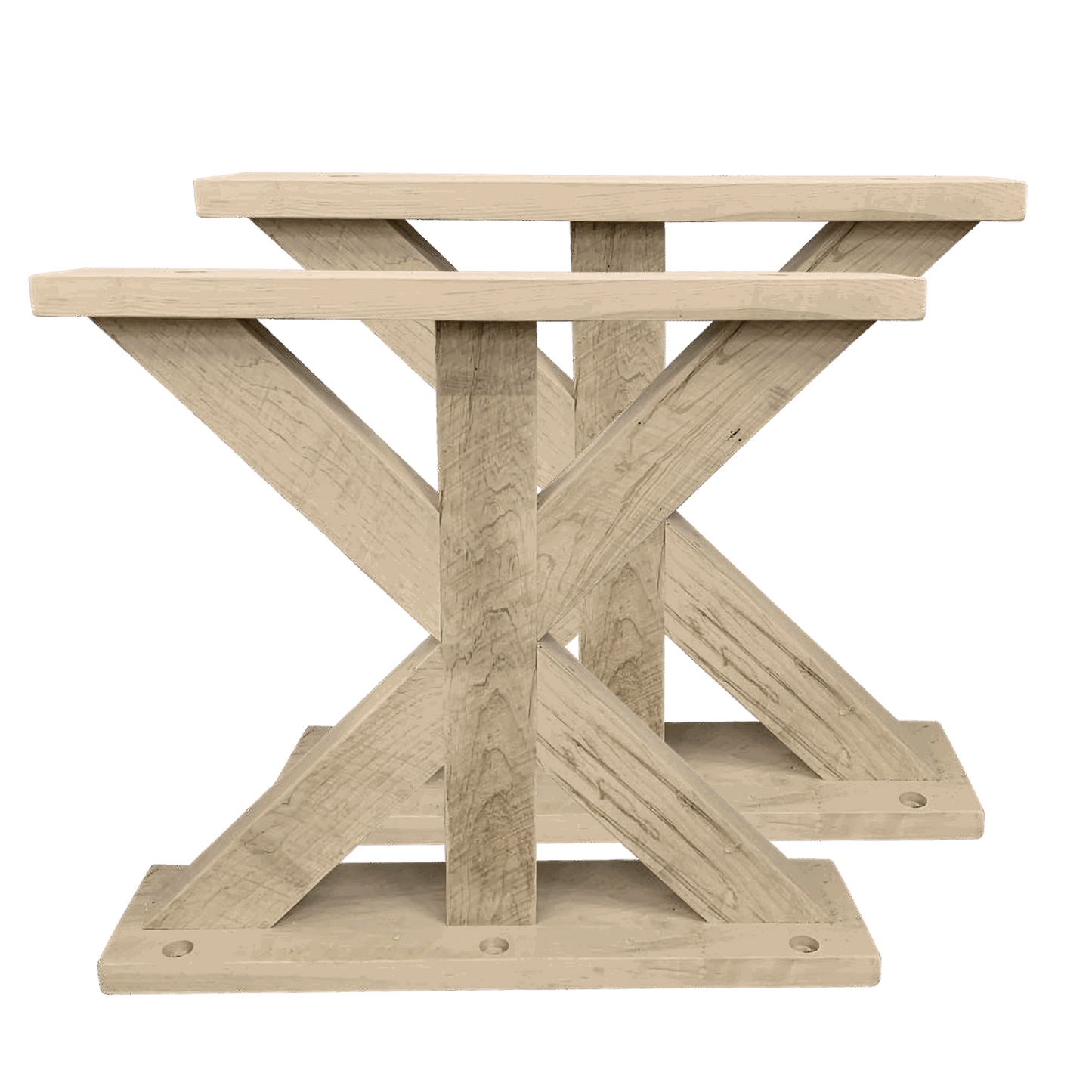 Rustic Truss Solid wood Top With Metal Base Dining Table