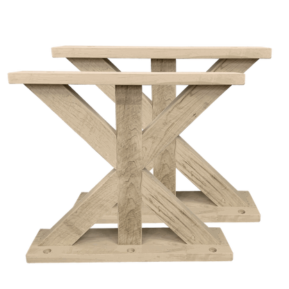 Rustic Truss Solid wood Top With Metal Base Dining Table