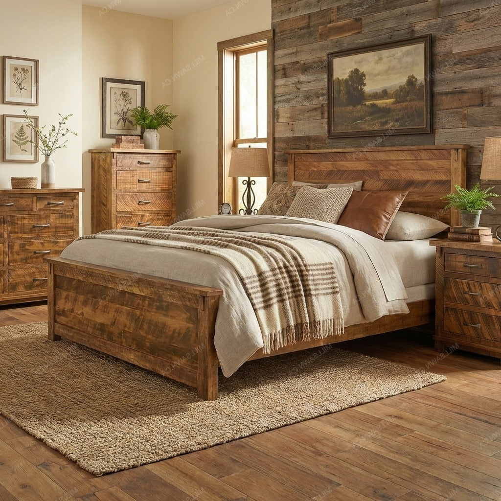 Urban Farmhouse Solid Wood Bed