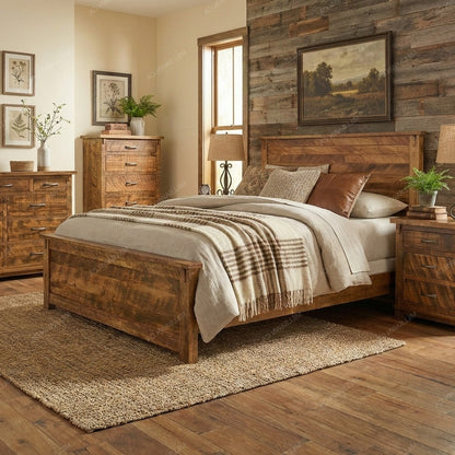 Urban Farmhouse Solid Wood Bed