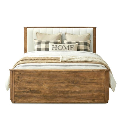 Vallery LX Solid Wood Bed W/ Upholstered Headoard