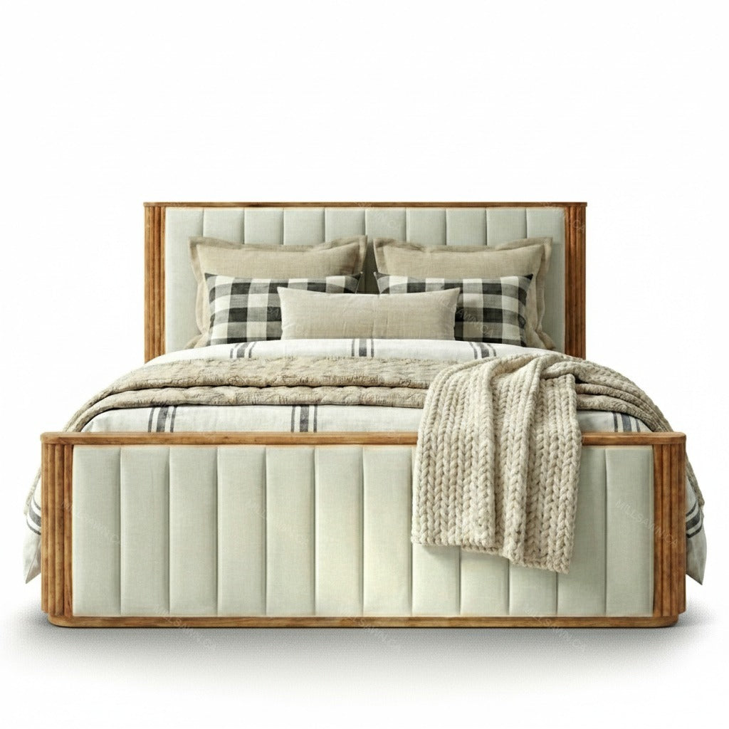 Vallery LX Solid Wood Bed W/ Upholstered Headoard