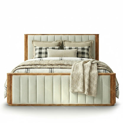 Vallery LX Solid Wood Bed W/ Upholstered Headoard