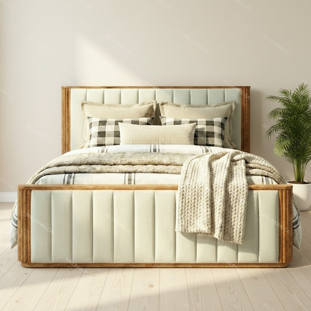 Vallery LX Solid Wood Bed W/ Upholstered Headoard
