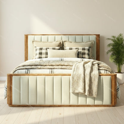 Vallery LX Solid Wood Bed W/ Upholstered Headoard