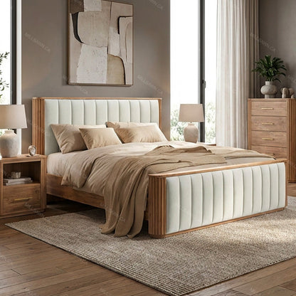 Vallery LX Solid Wood Bed W/ Upholstered Headoard