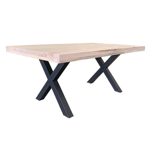 X-Base Solid Wood Top With Metal Base Dining Table