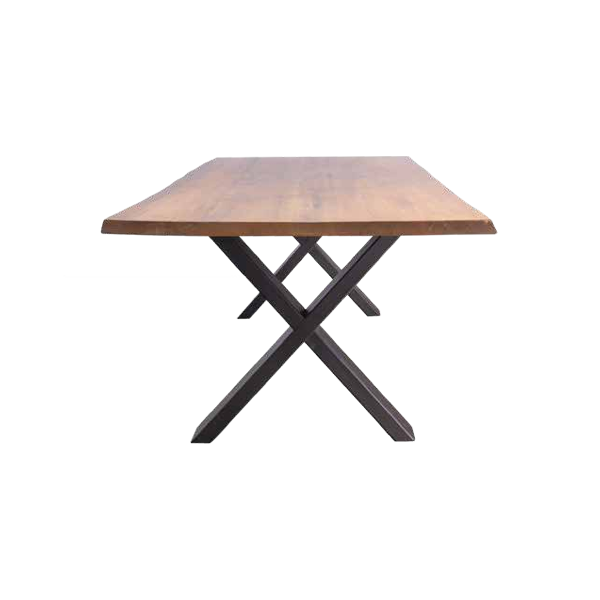 X-Base Solid Wood Top With Metal Base Dining Table