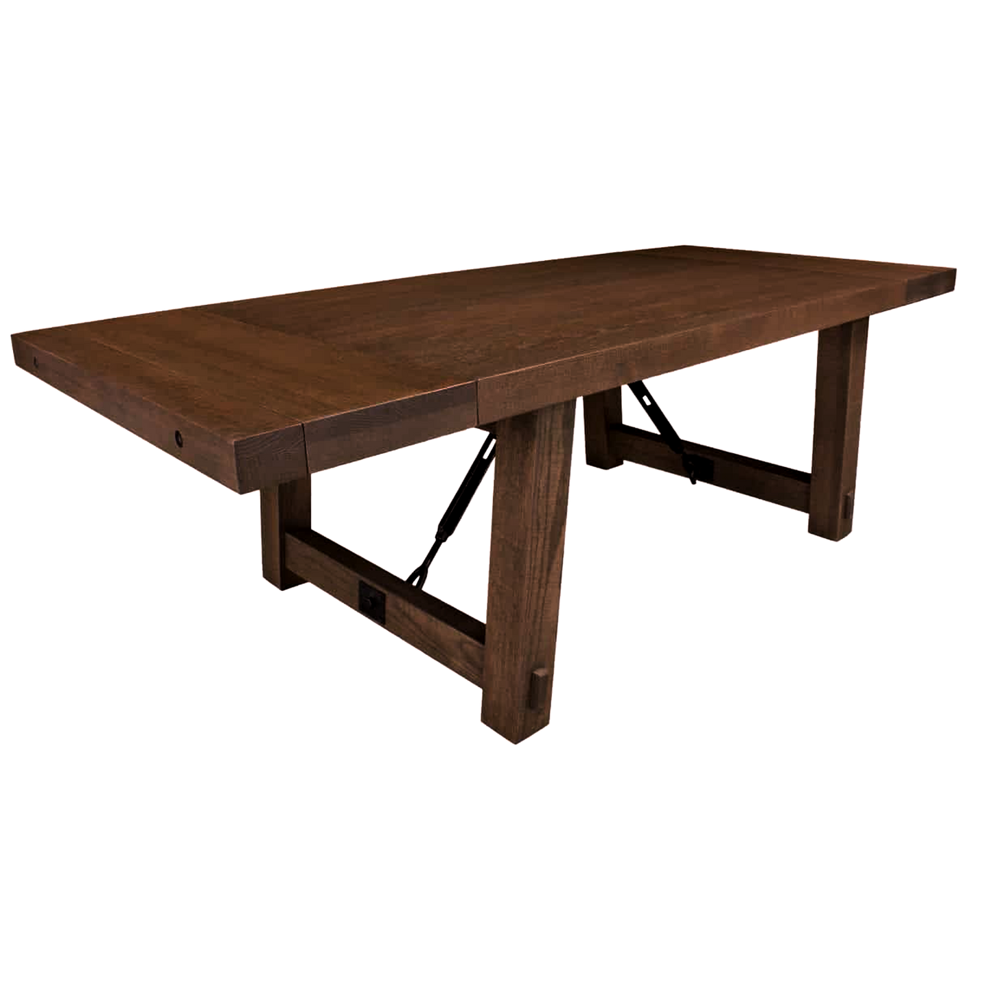 Benchmark Turnbuckle Solid Wood Dining Table + 2-12" End Leaves