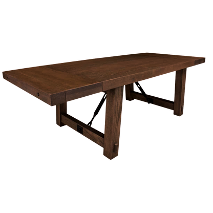 Benchmark Turnbuckle Solid Wood Dining Table + 2-12" End Leaves