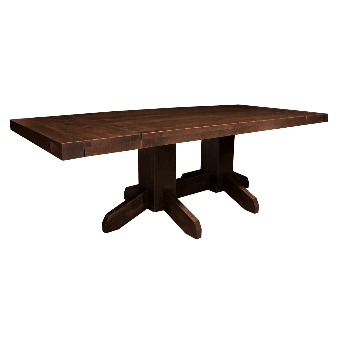 Benchmark Solid Wood Pedestal Solid Wood Dining Table + 2-12" End Leaves