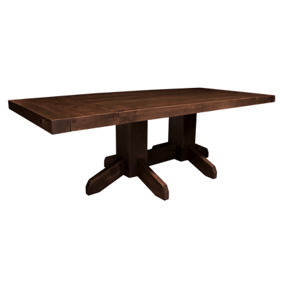 Benchmark Solid Wood Pedestal Solid Wood Dining Table + 2-12" End Leaves