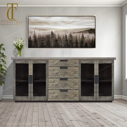 Arthur Philippe Sideboard With Drawers (Glass Doors)